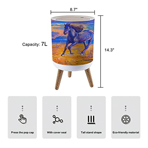 Малка кофа за Боклук с Капак Портрет на движещ се кон Живопис с маслени Бои върху Платно Съвременно Изкуство 7 Литров