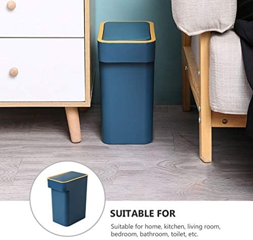 Cabilock Slim Trash Can Plastic Wastebasket with Press Type Капак Кошчето Bin for Bathroom Powder Room Bedroom Кухня Office