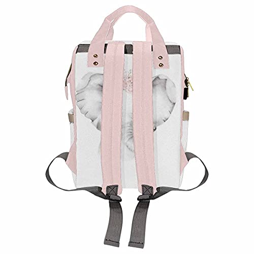 Подгонянный слон торба за пелени сиво с розови цветя Призова многофункциональную капацитет чанти чанта за пелени голяма