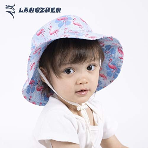 LANGZHEN UPF Beach Sun Protection Hat for Baby Girls Adjustable Toddler Kids Hat Wide Brim Summer Play with Hat Общото