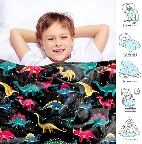 Одеяло с динозаврите, за Момчета и момичета, Меко Детско Одеало с Модел на Динозавър, Подаръци за Феновете на Динозаврите, Лесно Фланелевое Флисовое Одеало за легло