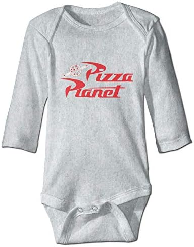 Pengshiliu Pizza Planet Дете Скално Катерене Боди Бебе С Дълъг Ръкав Onesie-Сив