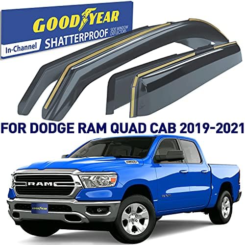 Goodyear Нечупливи канал Прозорец Дефлектори за товарни автомобили Dodge RAM 1500 2019 2020 2021 Quad Cab, за Защита от