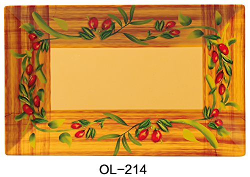 Yanco OL-216 Маслинова Правоъгълна плоча, дължина 16 см, ширина 9,5 см, Меламин, Опаковка от 12 броя