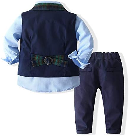 Комплект дрехи за малки момчета с риза, елек, панталони и папийонка Джентълмен Великденски екипировки Костюм Комплект