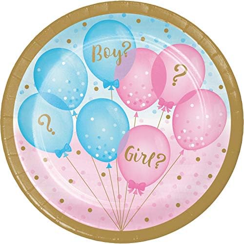Creative Converting Gender Reveal Party Plate, 7, Многоцветен