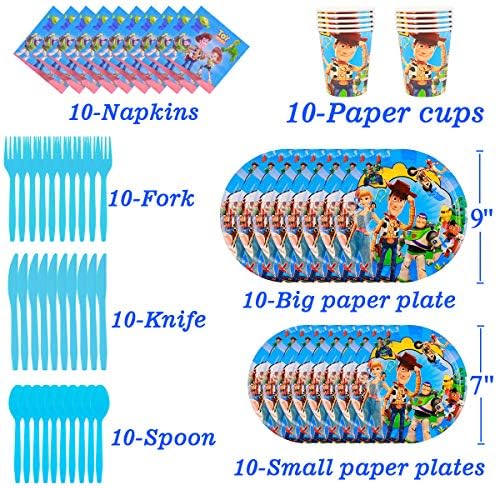 Margelife Toy Game Story Birthday Party Доставки Decorations Set for Kids - Serve 10 Guests, Party Пакети Cutlery Bag