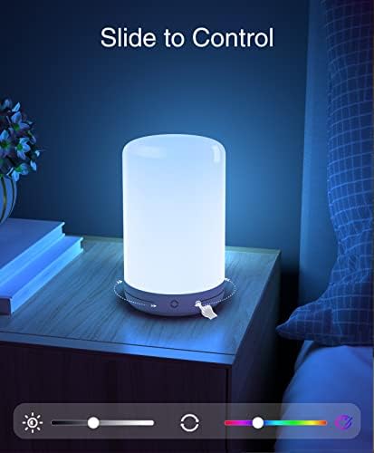 Умна Настолна Лампа, Промяна на Цвета Затемняемая Нощна Лампа, която е Съвместима с Alexa и Google Home, Сензорно и Приложение