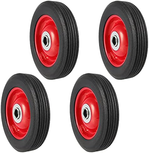 SHEUTSAN 4 Пакети 6 x 1.2 Inches Solid Rubber Плосък Free Tire with Strong Ball Bearing, Premium Hand Truck Колела, 1.25