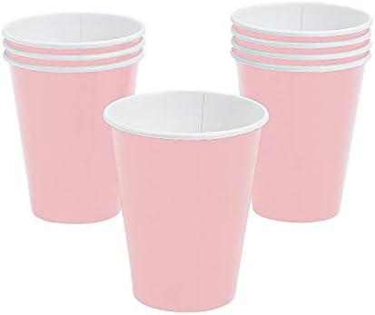 Забавни Express - Светло розова Хартиена чаша 9 унции (24шт) - Аксесоари за партита - Твърда прибори - Плътни чаши - 24