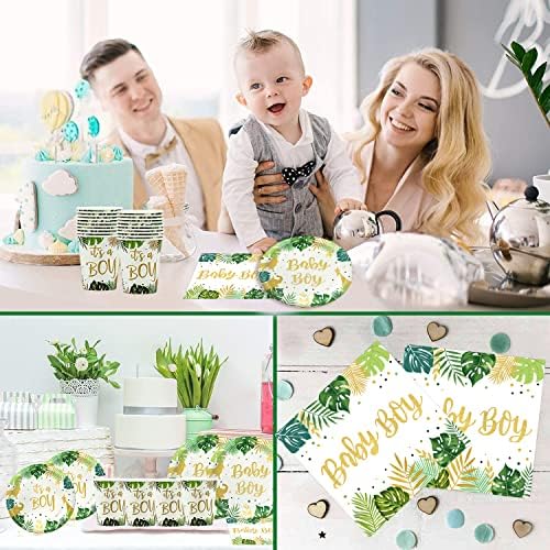 HIPEEWO Baby Shower Decorations Tableware Set For Boy - Baby Boy Shower Party Доставки Include Plates, Cups, Napkins,