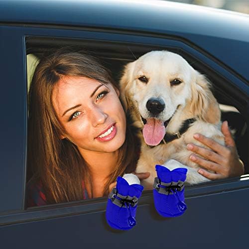 Weewooday 4 Чифта Обувки За Кучета със Светлоотразителни Джапанки Регулируеми Ботуши За Домашни Любимци Мини Чорапи За