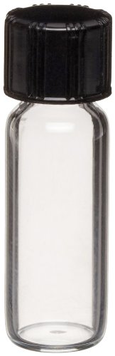 Kimble 60910L-12 Боросиликатное стъкло Цилиндричен 0,5 мл Спираловидна резба Dram Флакон с гумена подплата-Затваряне без закрепване (опаковка от 72)