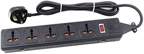 Wonpro Universal Surge Protector Power Strip with 5 Universal Outlets Worldwide use 110v-250V AC 13A 50Hz/60Hz 2500 Watts