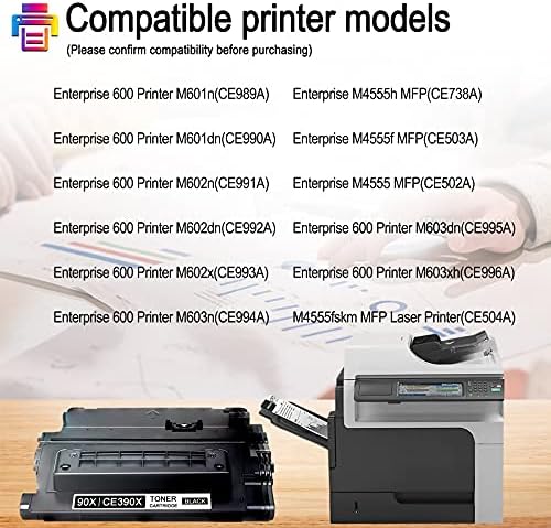 1 Опаковка Черно 90X | CE390X Съвместим изключително полезна Тонер касета Заместител на HP Enterprise 600 Принтер M601n (CE989A) M601dn (CE990A) M602n (CE991A) Принтер Тонер касета,по AIToner.