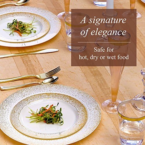 40 Елегантни места за хранене за еднократна употреба чинии за сватби (Gold Mist - 10.25)