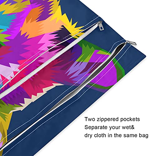 Сладък Котка Цветни Мокър Суха Чанта за Пелени за Многократна употреба Мокър Чанта за Бански костюми Водоустойчив Мокър