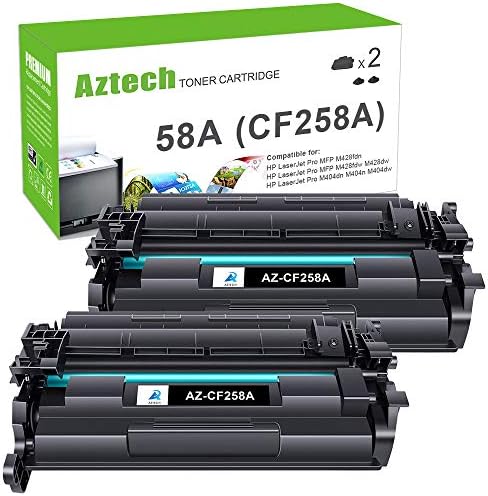 Aztech Съвместим тонер касета Заместител на HP 58A CF258A 58X CF258X за HP Pro M404dn M404n M404dw MFP M428fdw M428dw M428fdn Тонер принтер M404 M428 (черен 2-Pack)