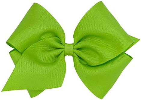 Wee Едно Бебе Girls' Mini King Classic Рипсено Hair Bow on a WeeStay Клип w/Plain Wrap - Green Apple